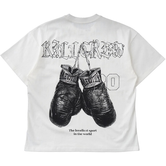 Kill Crew RELAXED FIT LUX "VINTAGE BOXING" T-SHIRT - WHITE - Picture 1 of 4